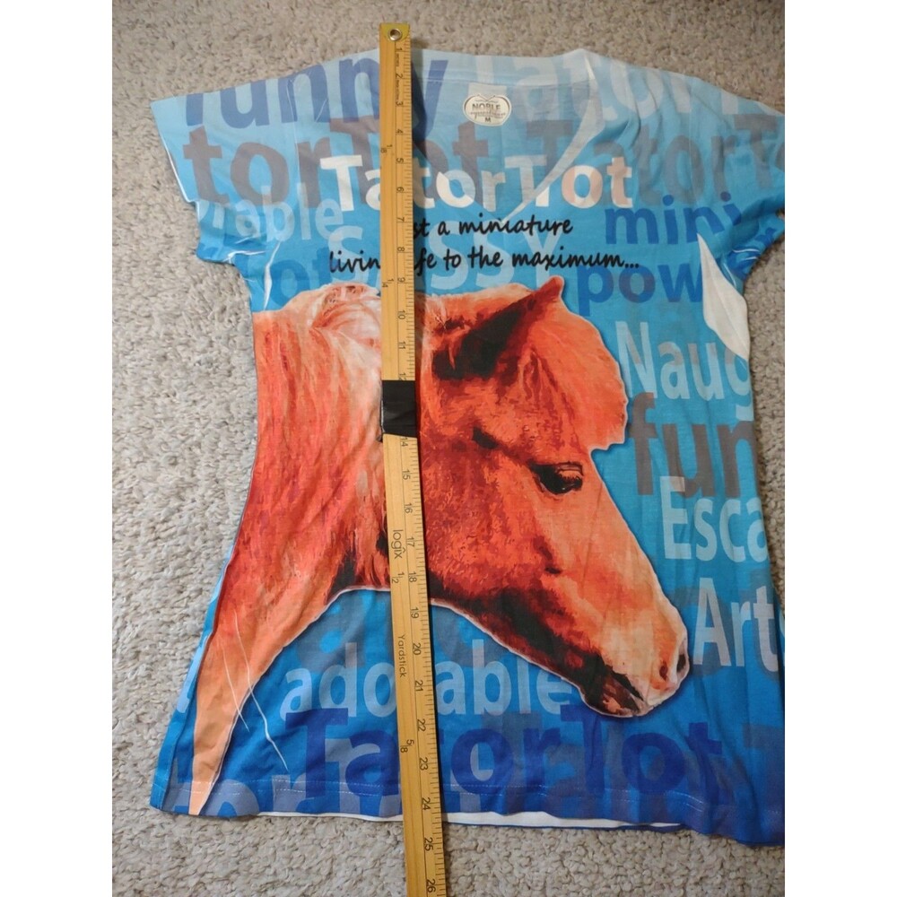 Noble Equestrian Shirt M Tatortot Miniature Horse Graphic Tshirt Vneck Short Slv - Picture 8 of 14